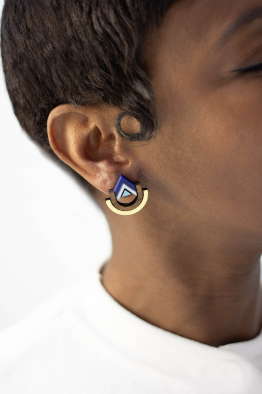 Imara Pyramid Earrings - Lapis