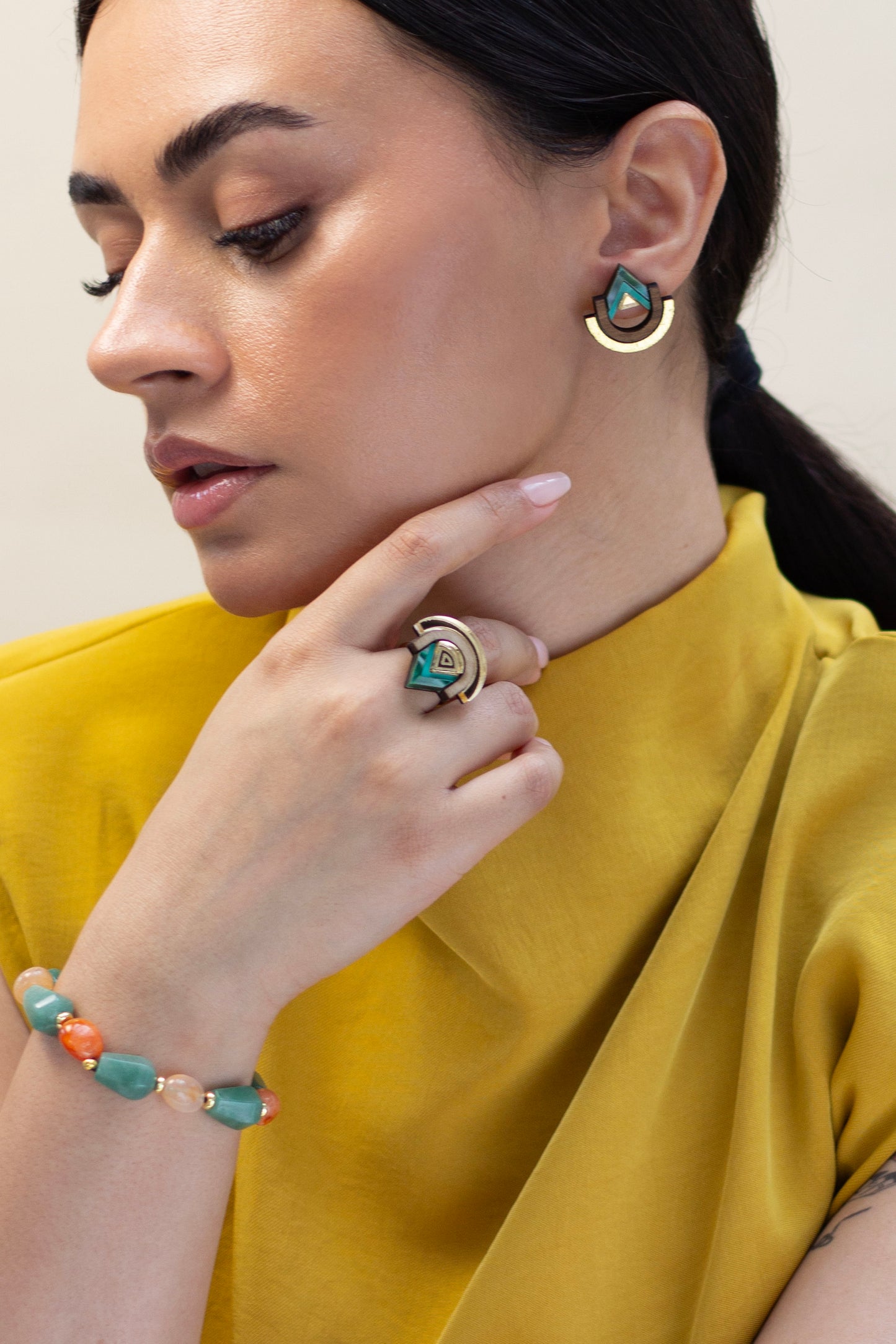 Imara Pyramid Ring - Emerald