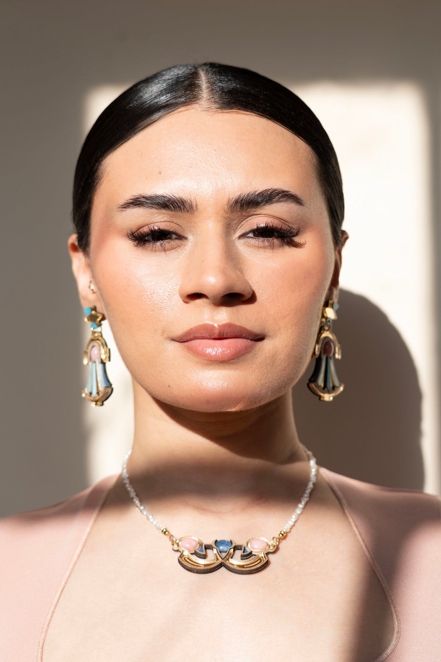 Cleopatra Earrings - Pink Opal
