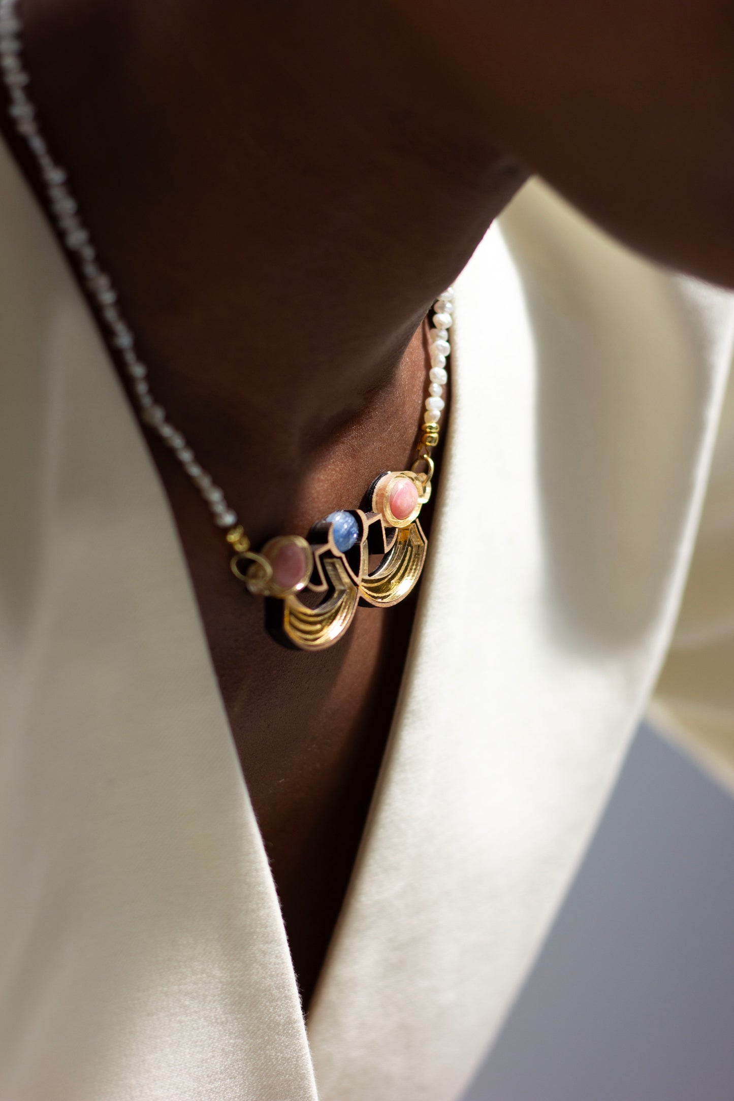 Neferet Beaded Necklace - Pearl