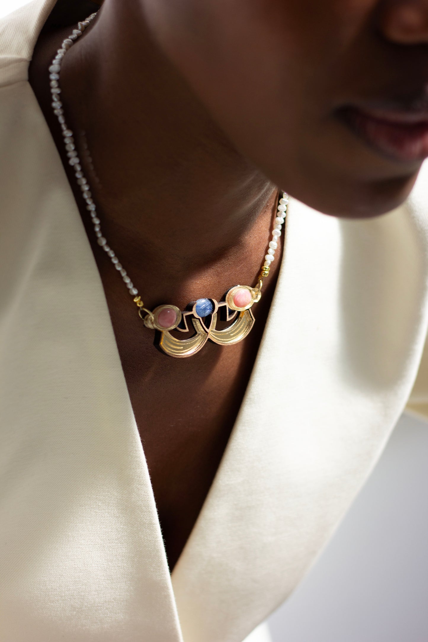 Neferet Beaded Necklace - Pearl