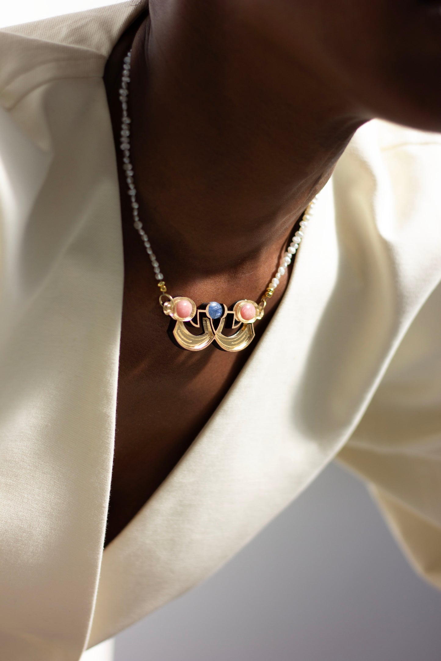 Neferet Beaded Necklace - Pearl