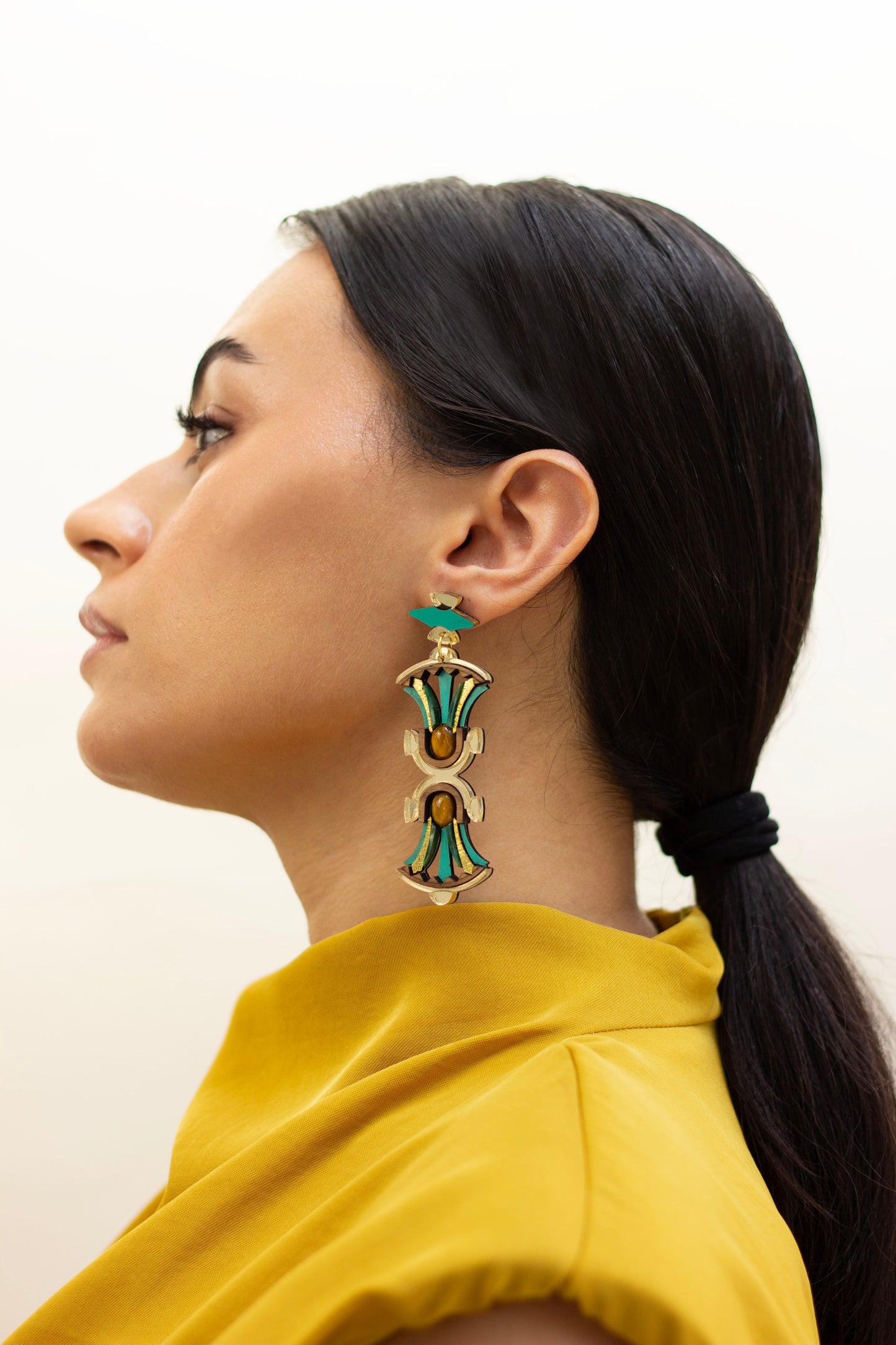 Nefertiti Earrings - Tigers Eye