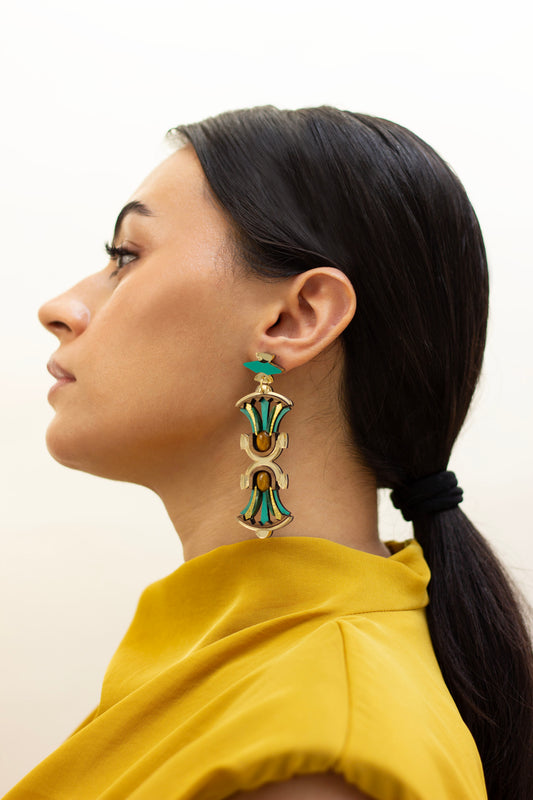 Nefertiti Earrings - Tigers Eye