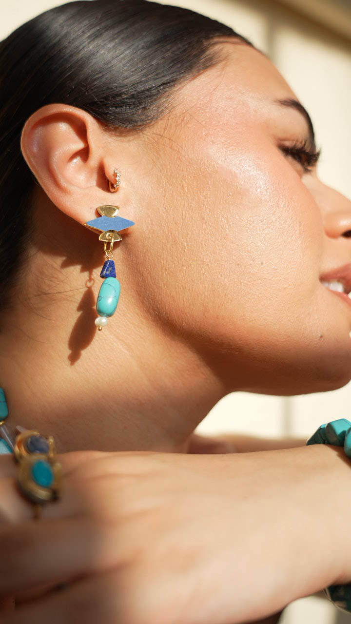Nour Earrings - Lapis Turquoise