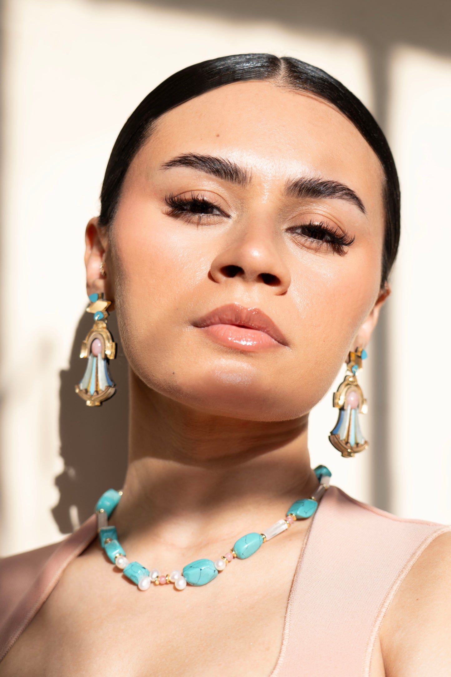 Cleopatra Earrings - Pink Opal