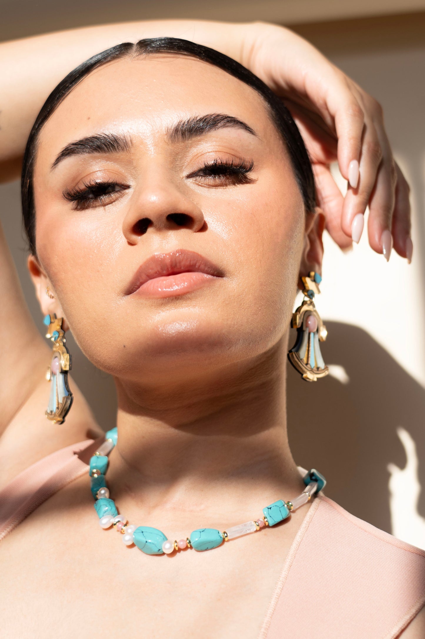 Cleopatra Earrings - Pink Opal