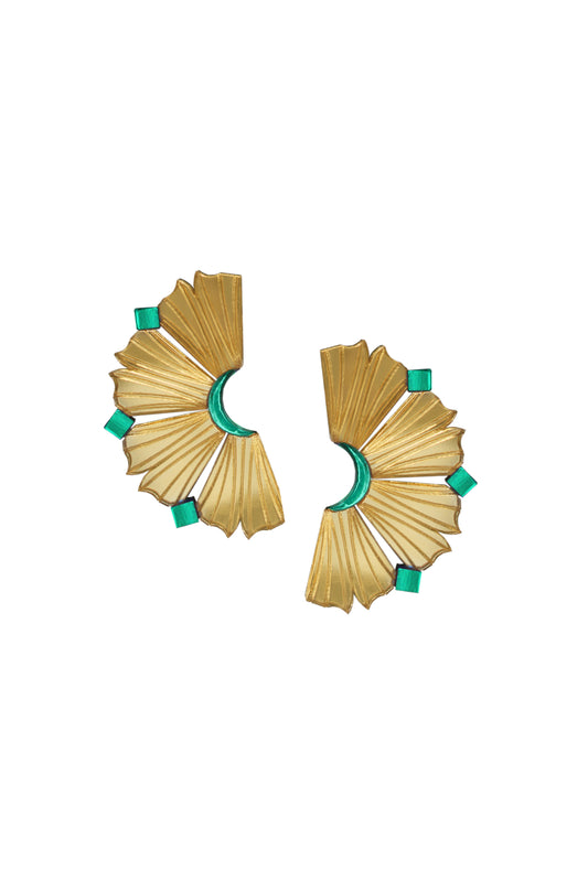 Nalla Earrings - Gold & Seafoam