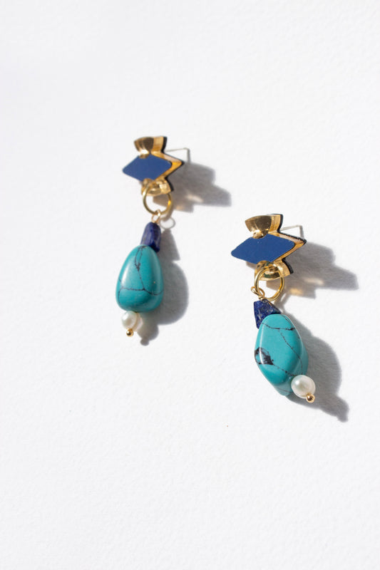 Nour Earrings - Lapis Turquoise