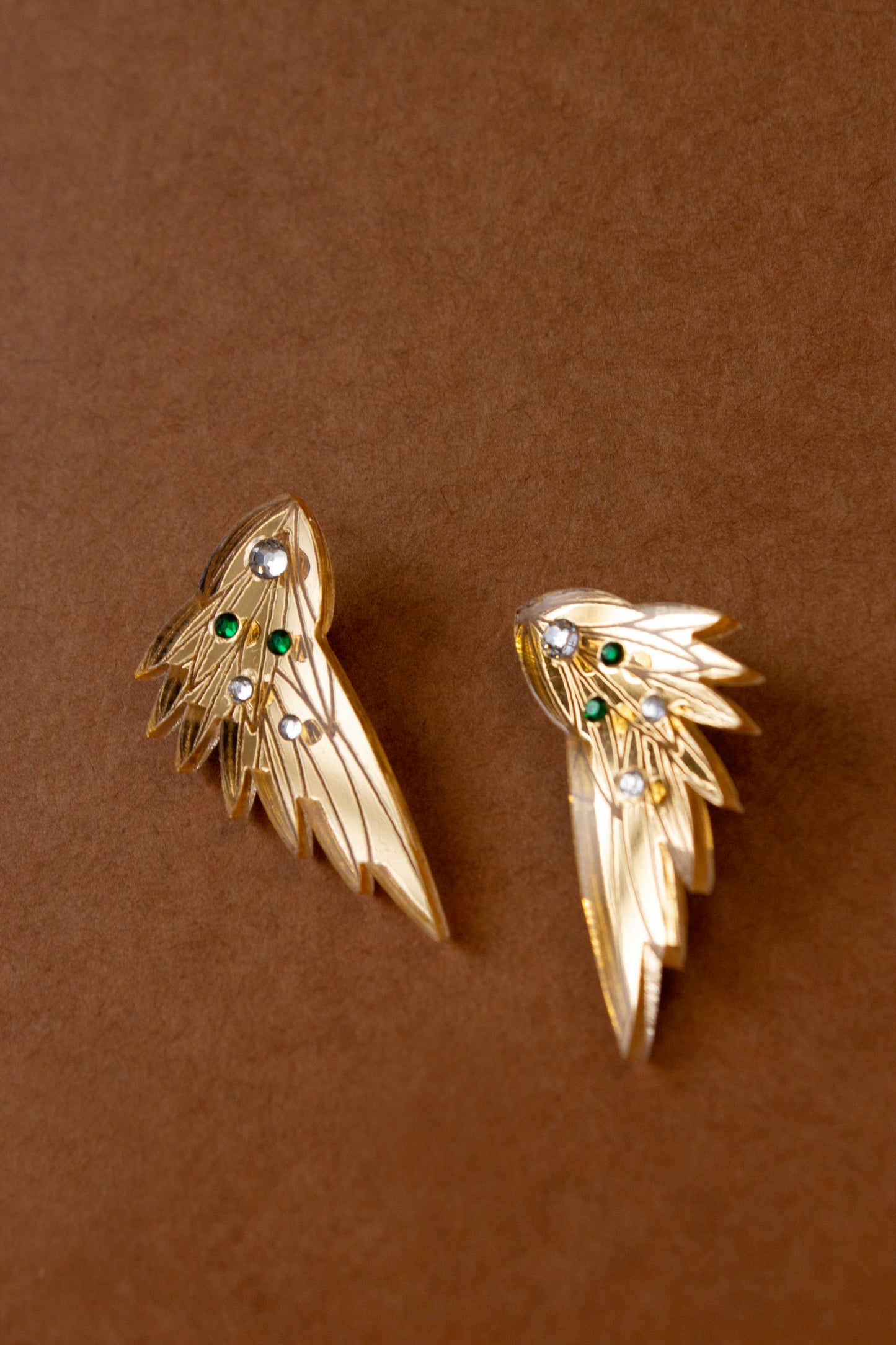 Wing Earrings - Small Gold Gems