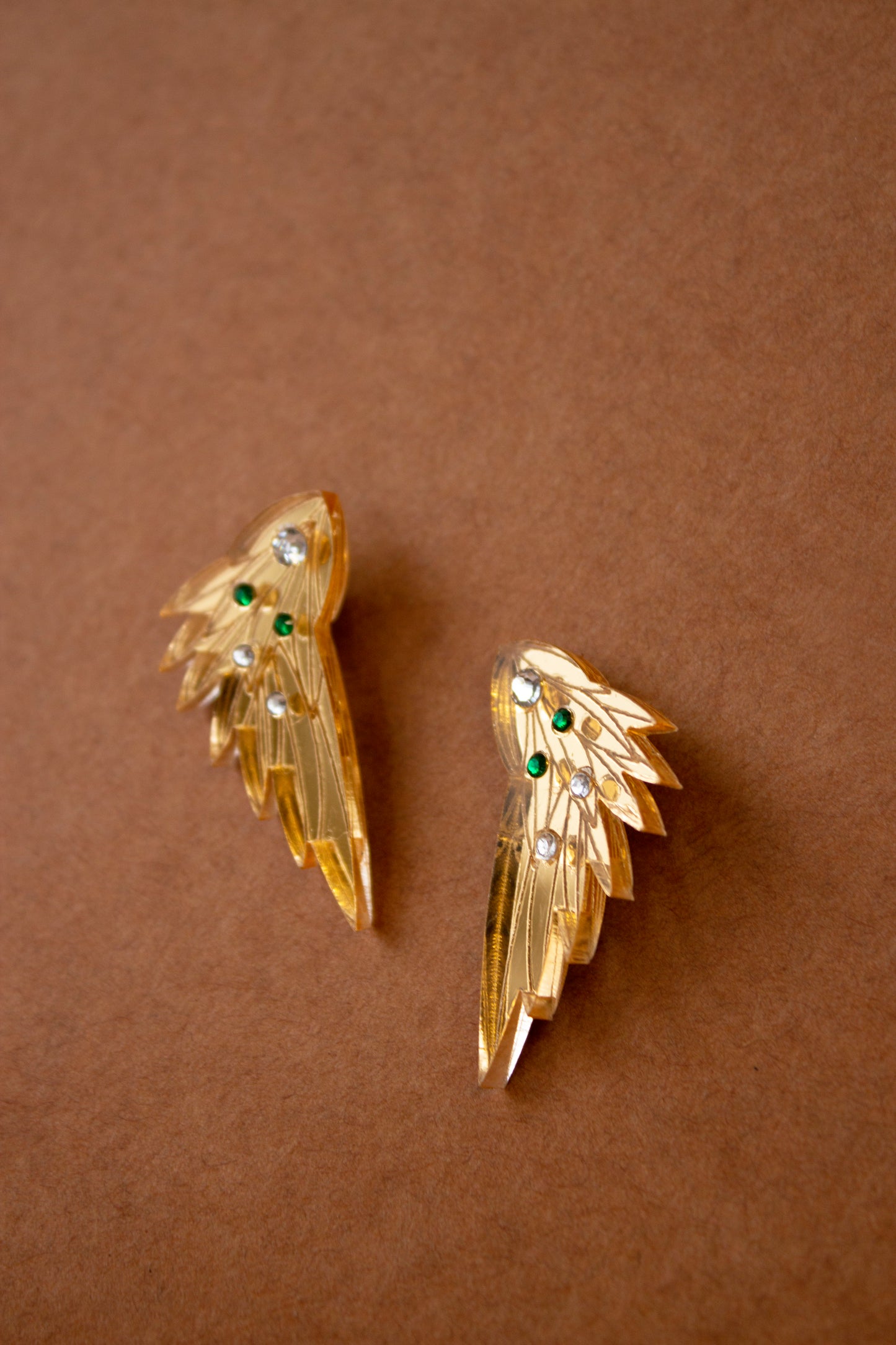 Wing Earrings - Small Gold Gems