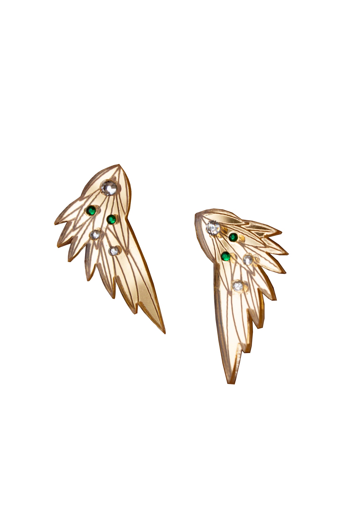 Wing Earrings - Small Gold Gems