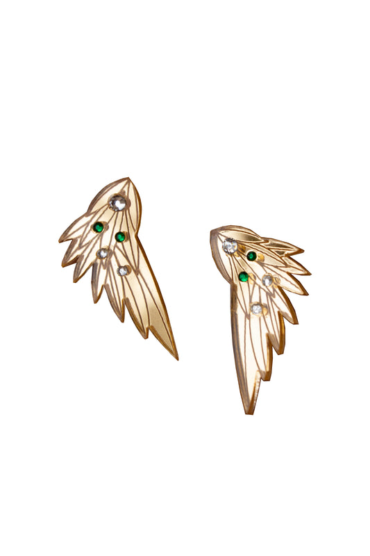 Wing Earrings - Small Gold Gems