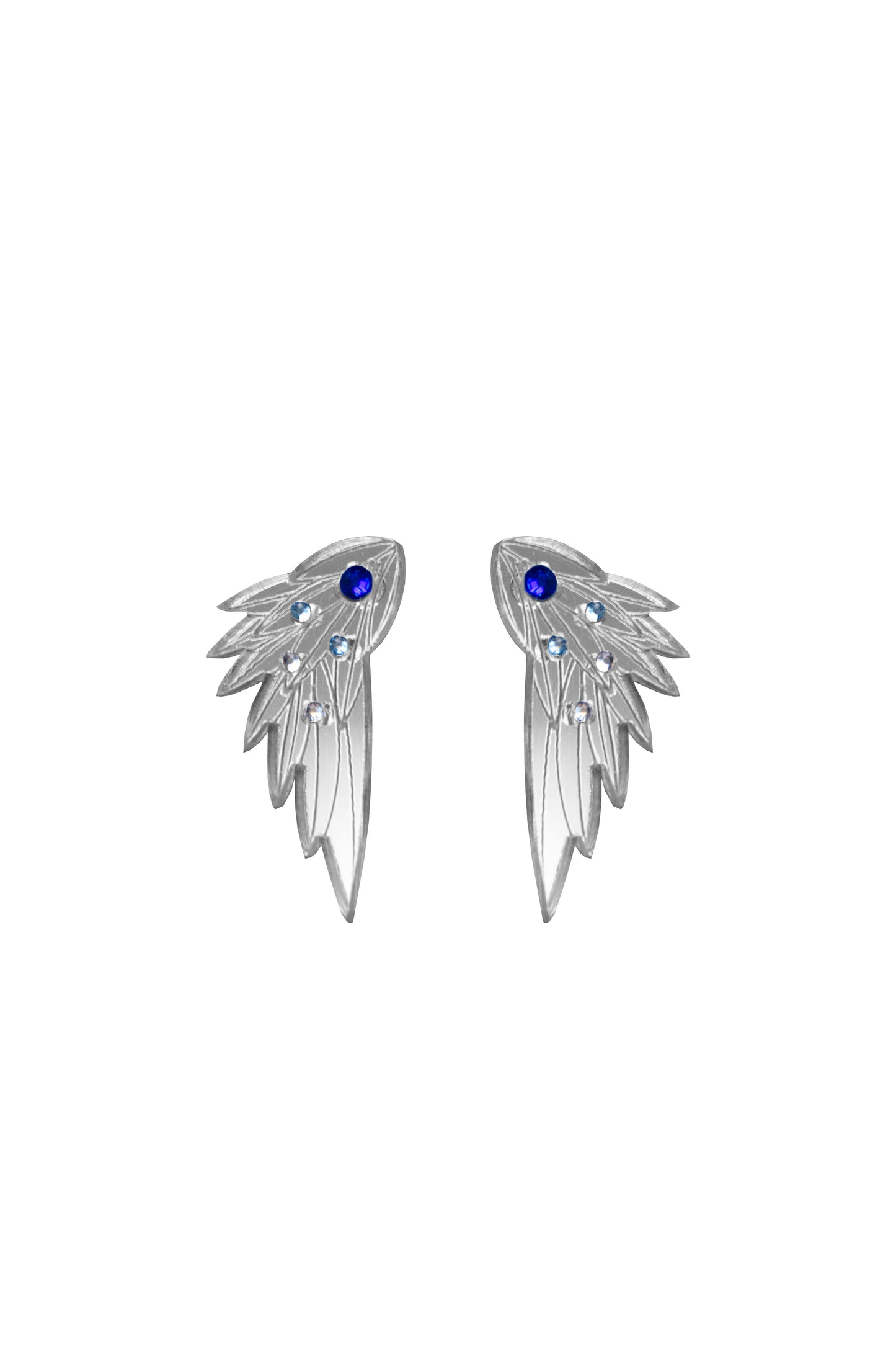 Wing Earrings - Small Silver Gems