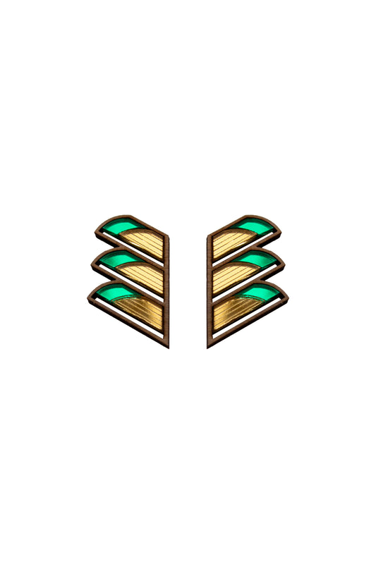 Serrated Balcony Earring - Green