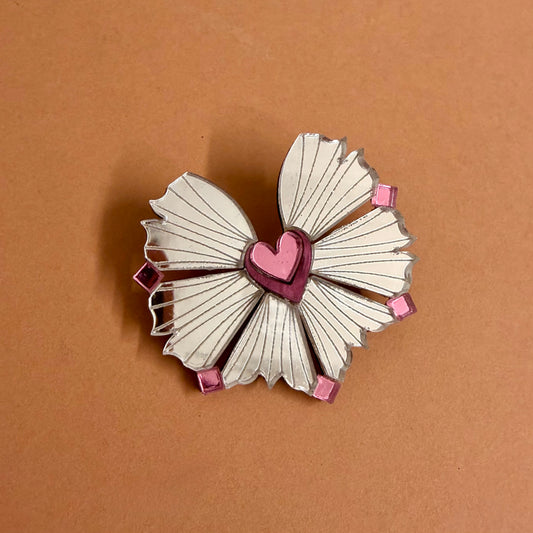 Moyo Brooch - Silver & Rose SAMPLE