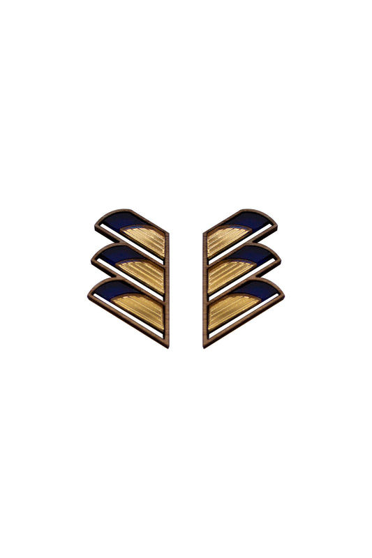 Serrated Balcony Earring - Navy