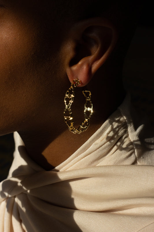 Mayan Hoops - Medium Gold image 1