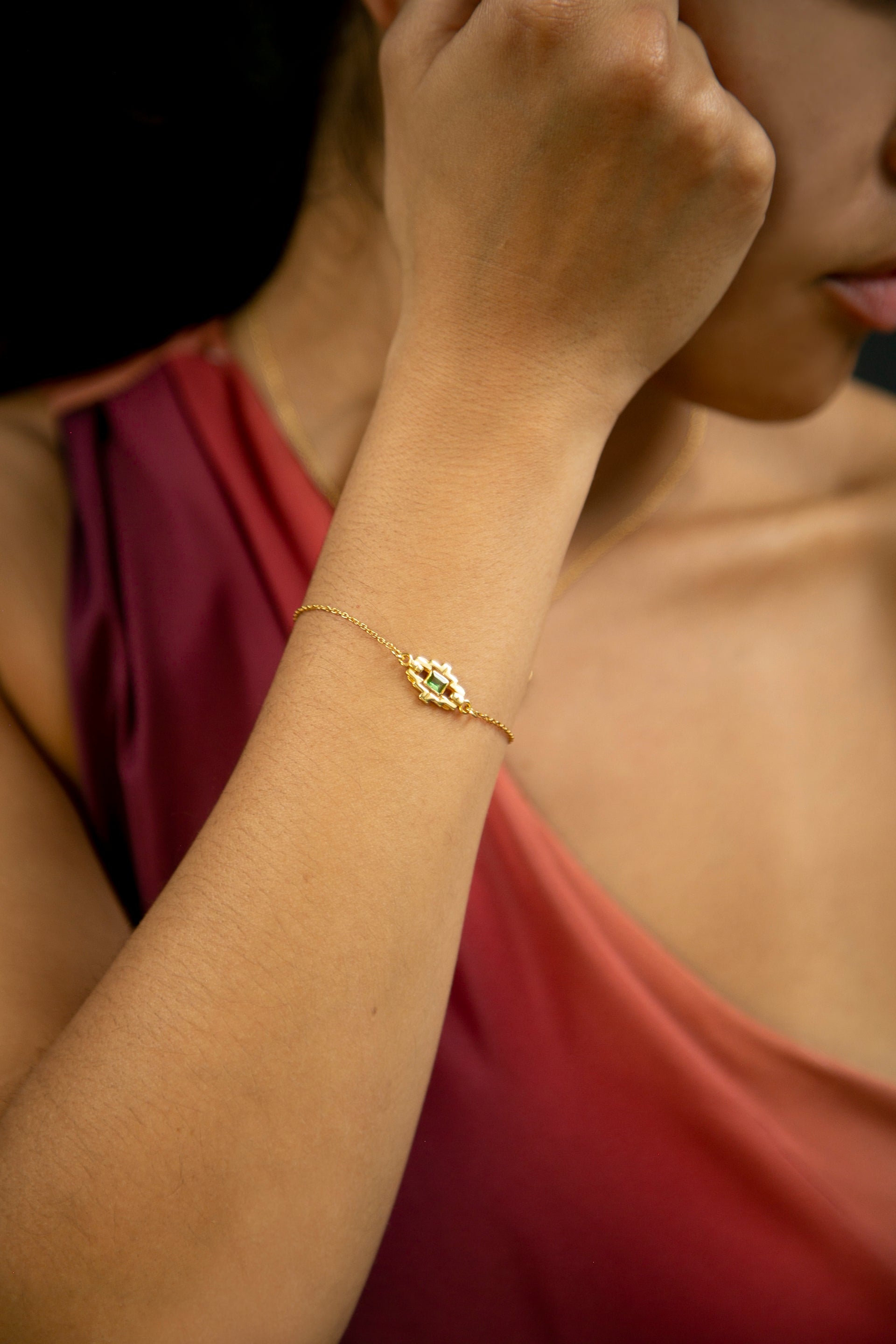 Mayan Bracelet  - Green Tourmaline image 1