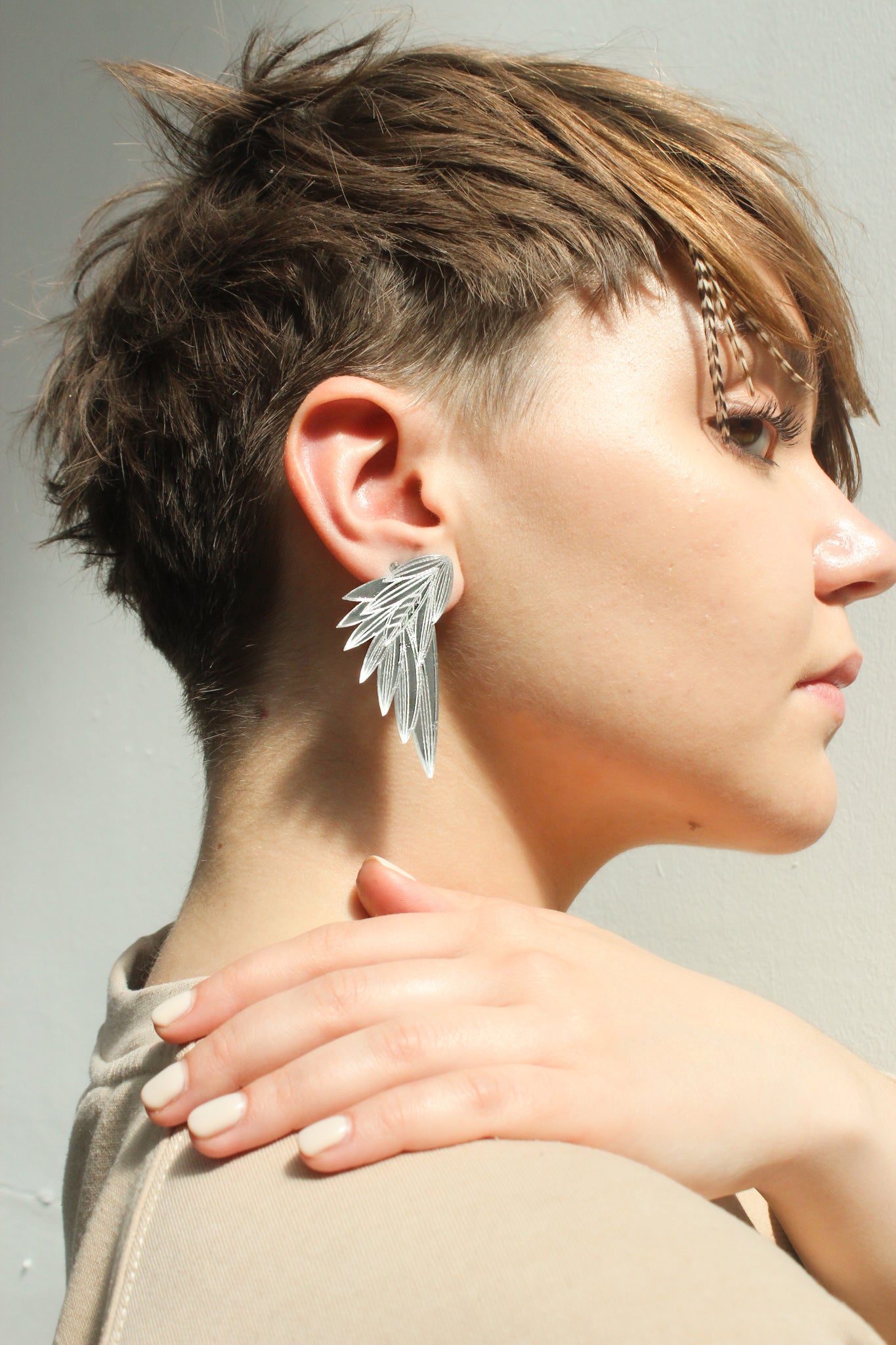 Wing Earrings - Silver image 2