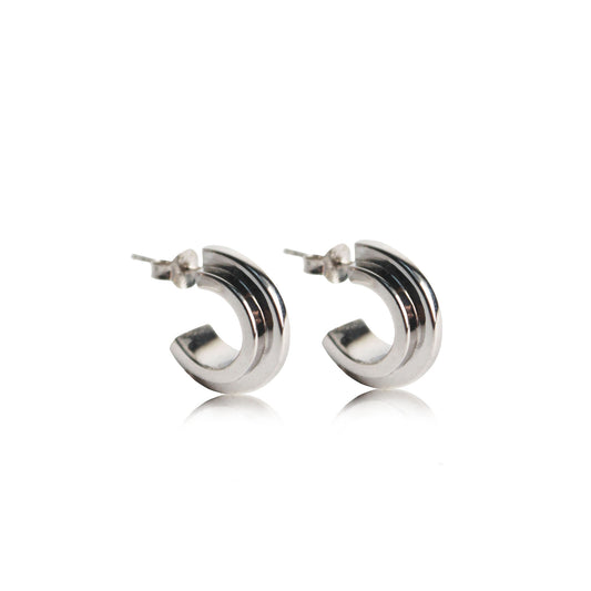 Double Arc Earrings - Silver image 0
